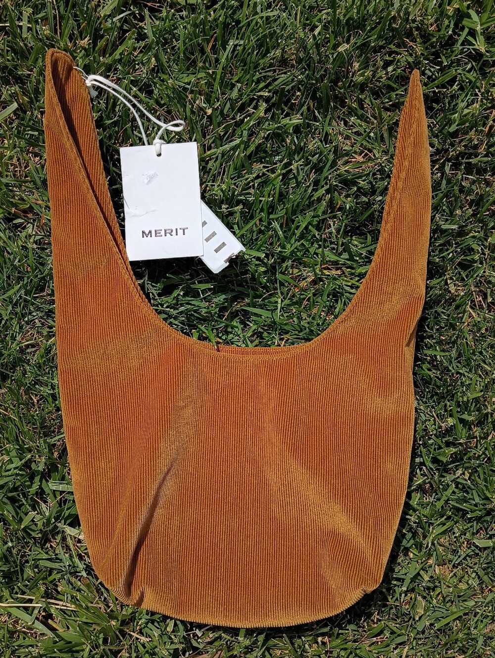 NWT MERIT Beauty Signature Corduroy Mini Bag - Warm Brown